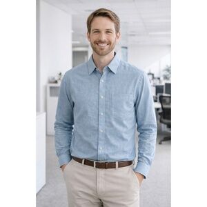 120% LINO BUTTON UP SHIRT 100% LINEN PREPPY OFFICE CASUAL BREATHABLE CLASSIC S